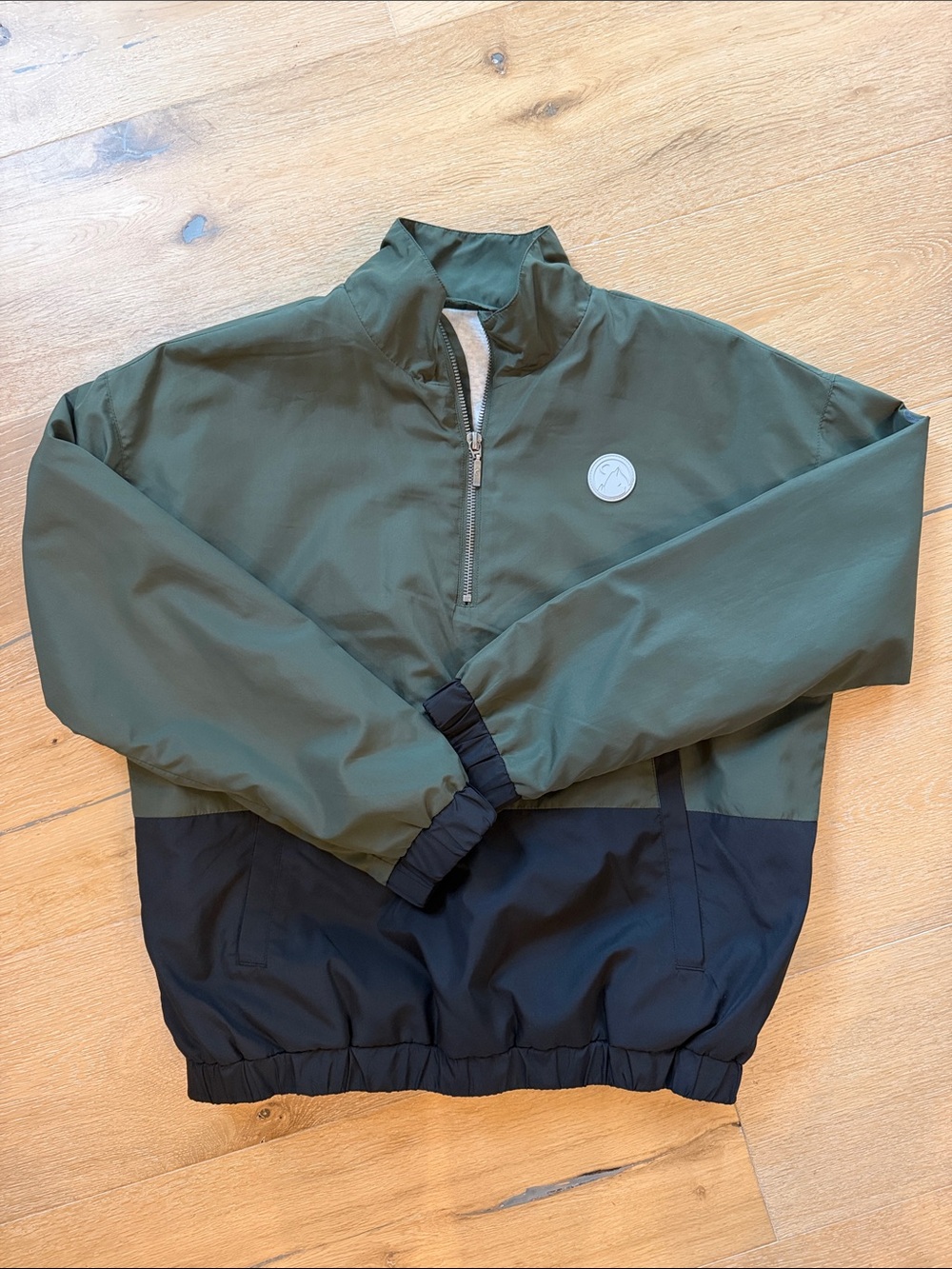 ZYIA Olive and Black Half-Zip Windbreaker Jacket